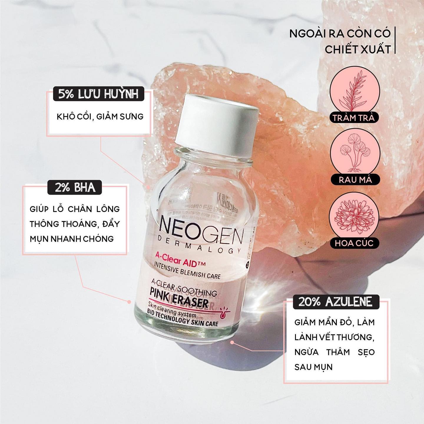 Dung Dịch Chấm Mụn, Hỗ Trợ Giảm Sưng Viêm Neogen Dermalogy A-Clear Soothing Pink Eraser 15ml