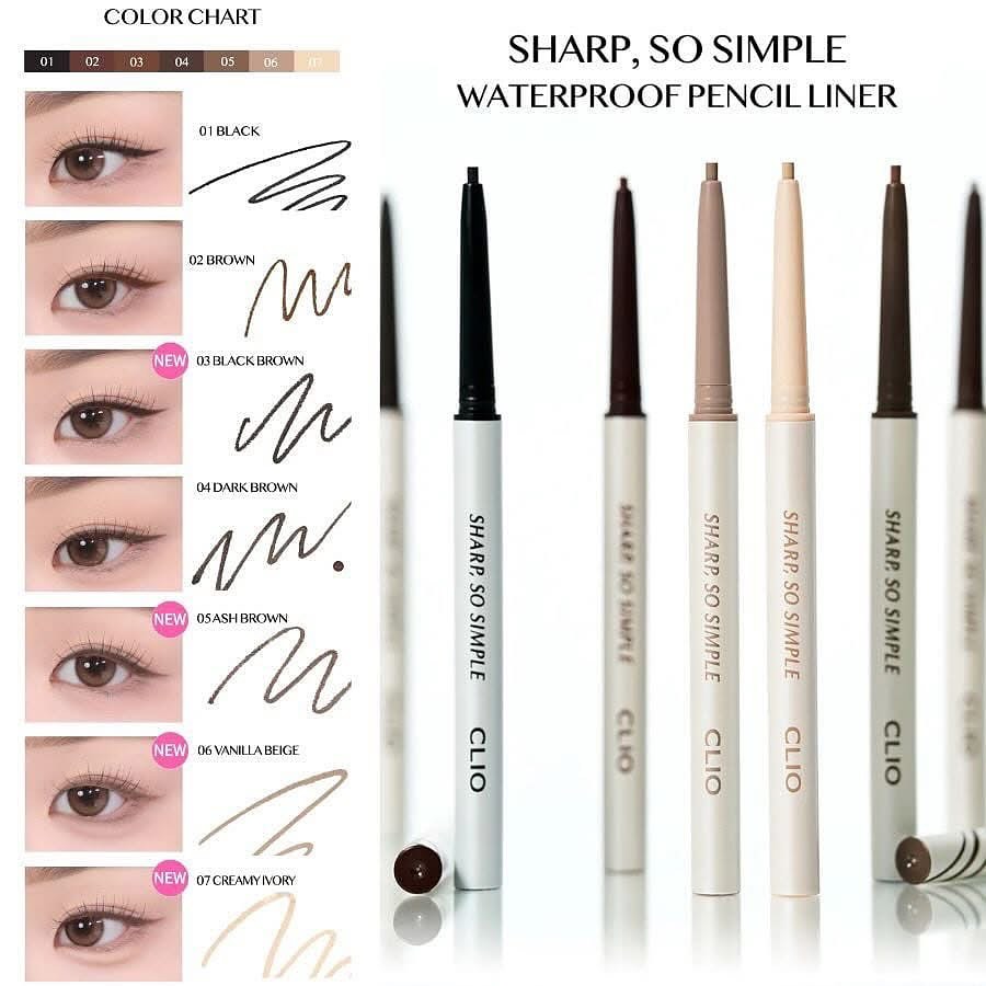 [ MẪU MỚI ] chì kẻ viền mắt Clio Sharp So Simple Waterproof Pencil Liner