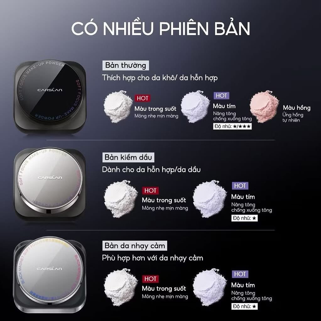 [ TẶNG SON MINI] Phấn Phủ Carslan Soft Focus Loose Powder Dạng Bột