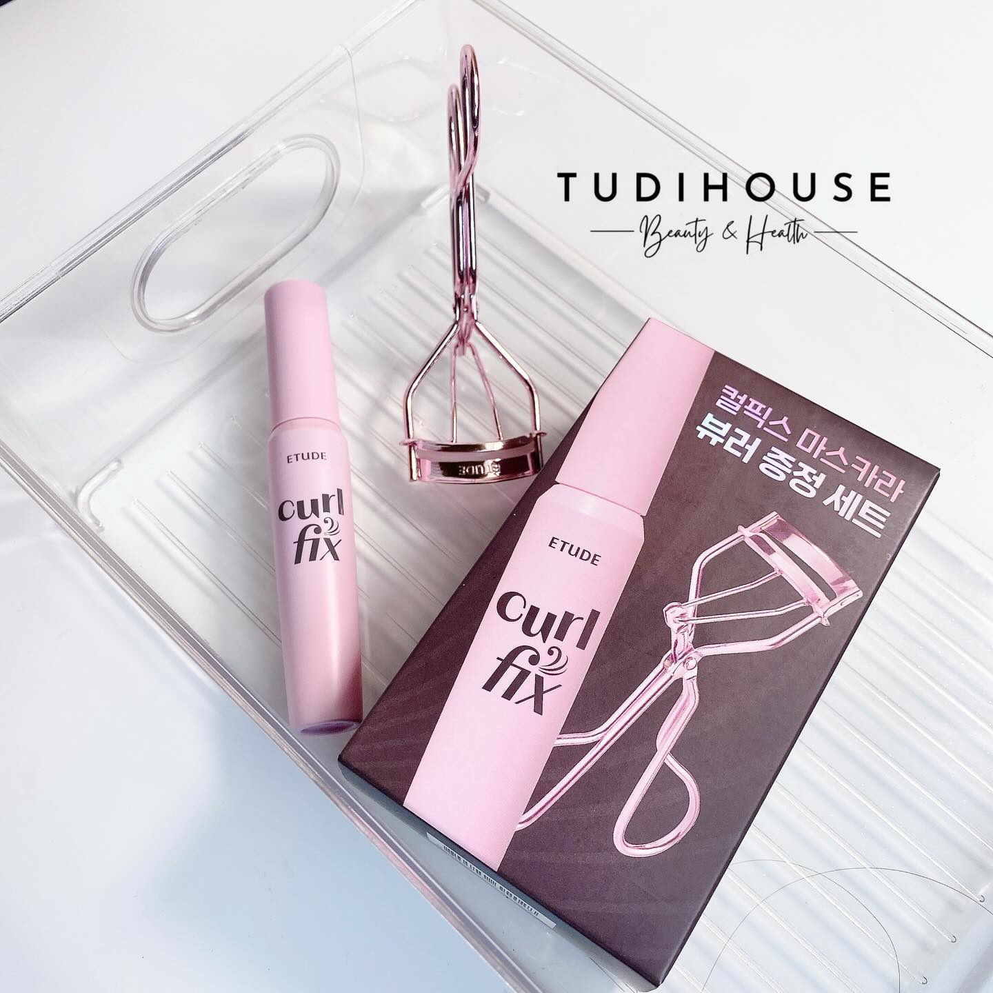 Set mascara Etude Fix Curl + bấm mi - MÀU NÂU