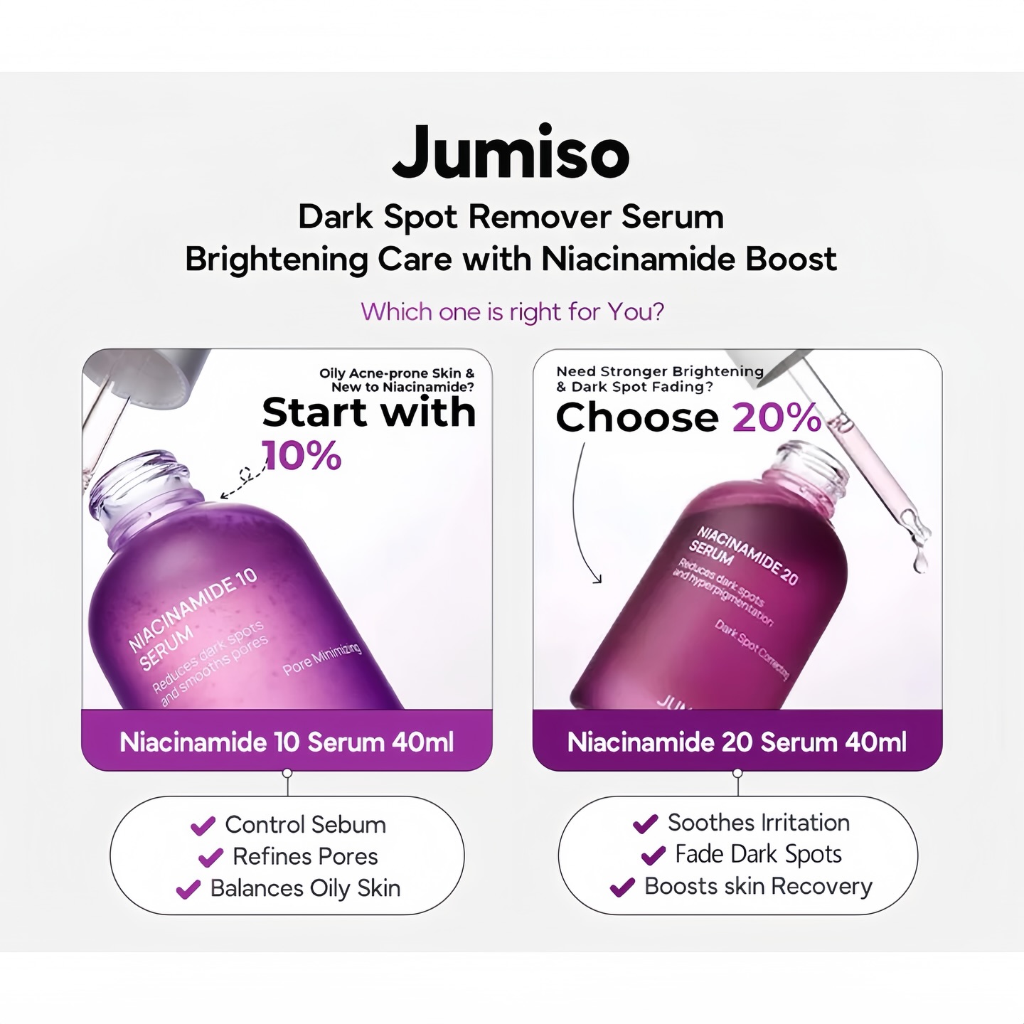 Tinh Chất Hỗ Trợ Kiềm Dầu, Thu Nhỏ Lỗ Chân Lông, Dưỡng Sáng Jumiso Niacinamide 40ml