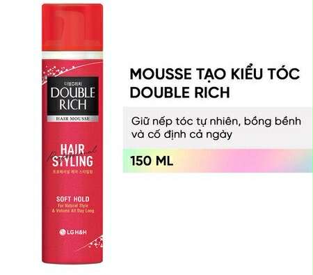 Mousse Tạo Kiểu Tóc Double Rich- SOFT HOLD Giữ Nếp Tự Nhiên 150ml