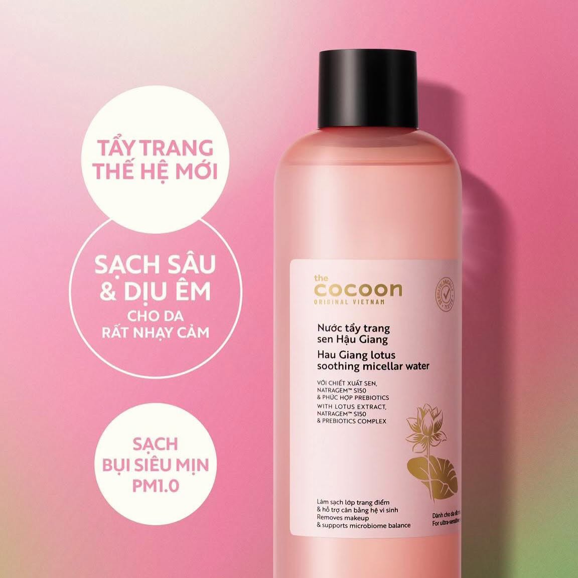 Nước Tẩy Trang Sen Hậu Giang Cocoon Hau Giang Lotucs Soothing Micellar Water 500ml