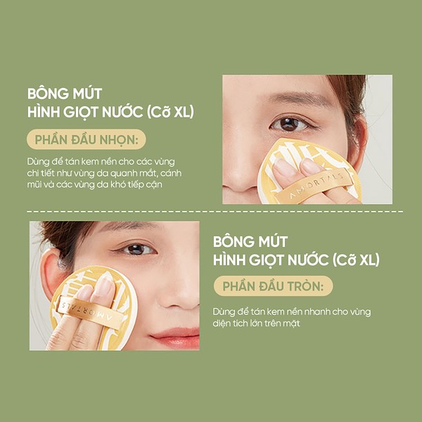 Set 2 bông mút Amortals ( size XL) + cọ che khuyết điểm