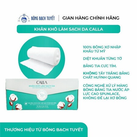 Khăn Khô Bông Bạch Tuyết Calla Làm Sạch Da 80 Miếng