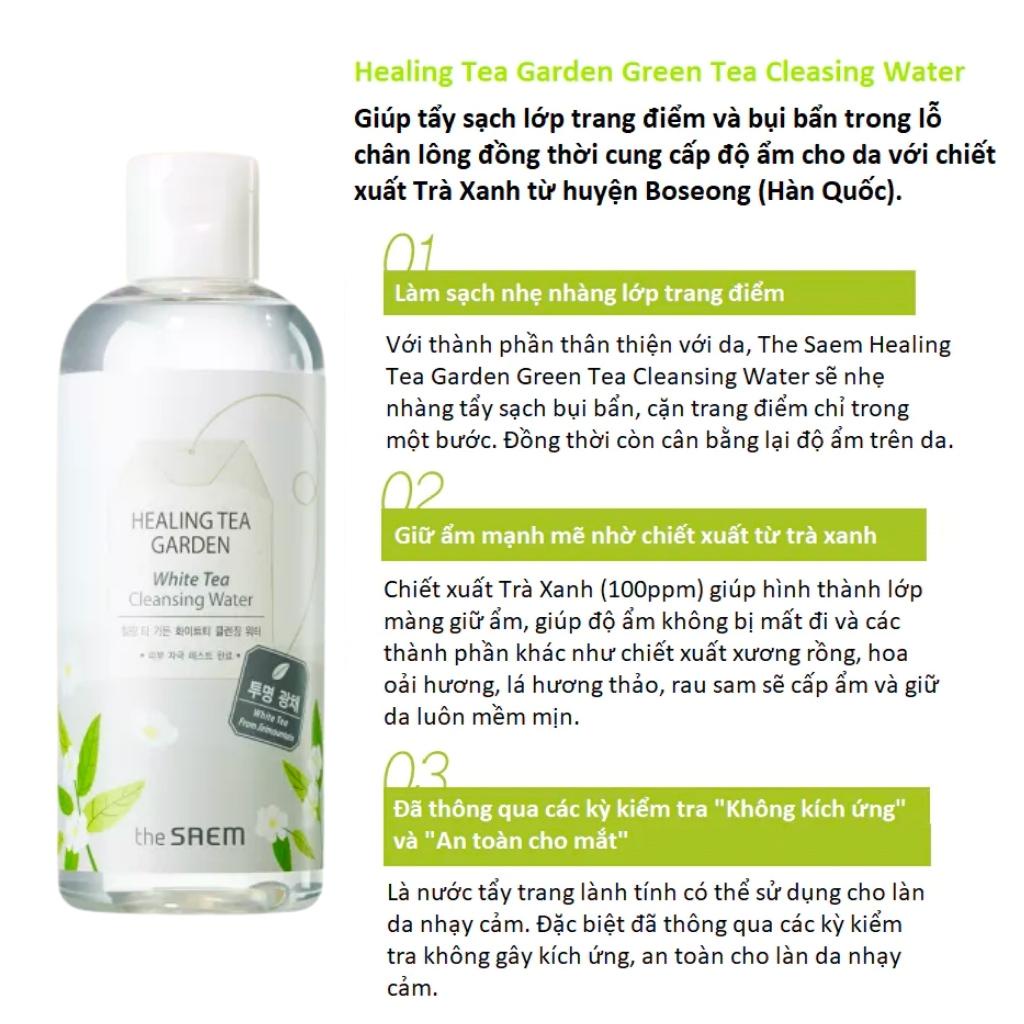 DATE 06/2027 - Nước Tẩy Trang The Saem Healing Tea Garden White Tea Cleansing Water 300ml