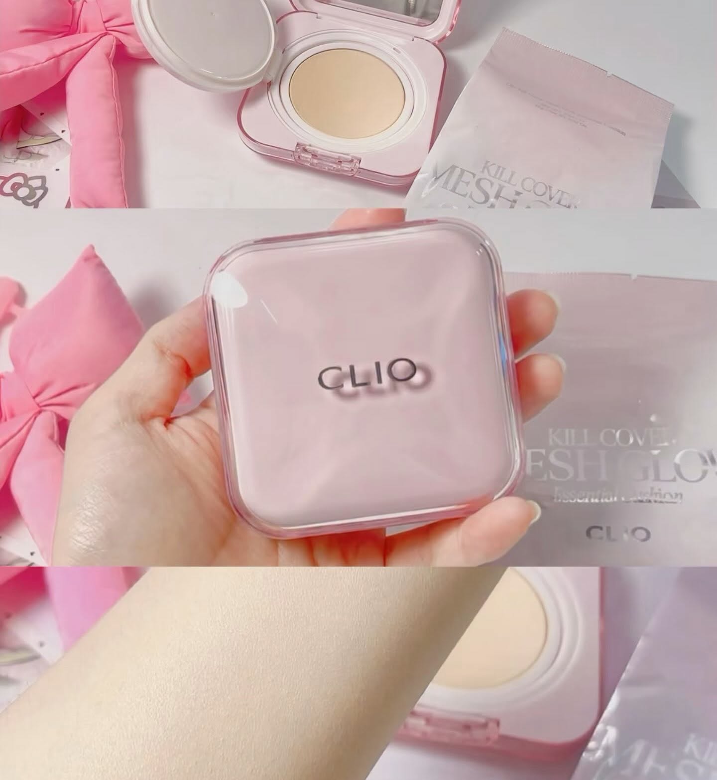 Set CLIO KILL COVER  MESH GLOW ESSENTIALS CUSHION SPF 50 PA++++ (  hộp + lõi kèm)