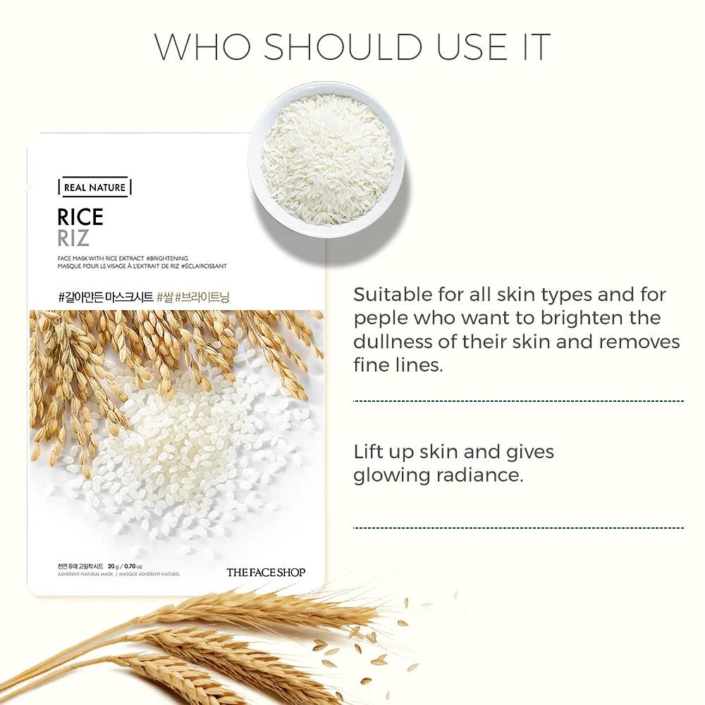 Mặt nạ Làm Sáng Da Chiết Xuất Gạo THE FACE SHOP Real Nature Rice 20G