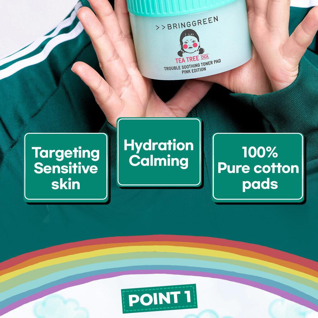 Set toner pad  Bringgreen Tea Tree Cica Trouble Soothing Toner Pad PHIÊN BẢN SUQID GAME