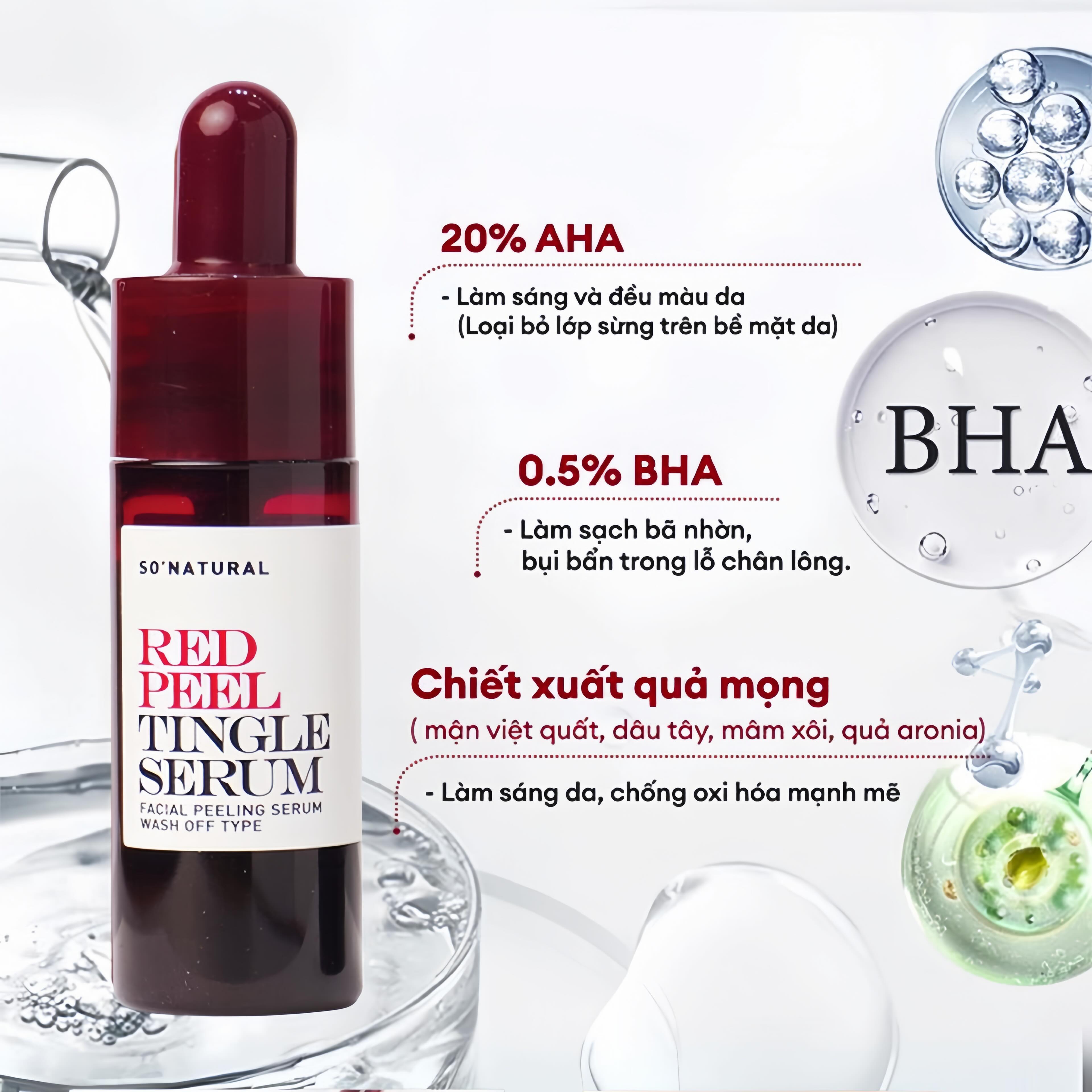 inh Chất Tẩy Da Chết Hóa Học So Natural Red Peel Tingle Serum 11ML (MINI SIZE)