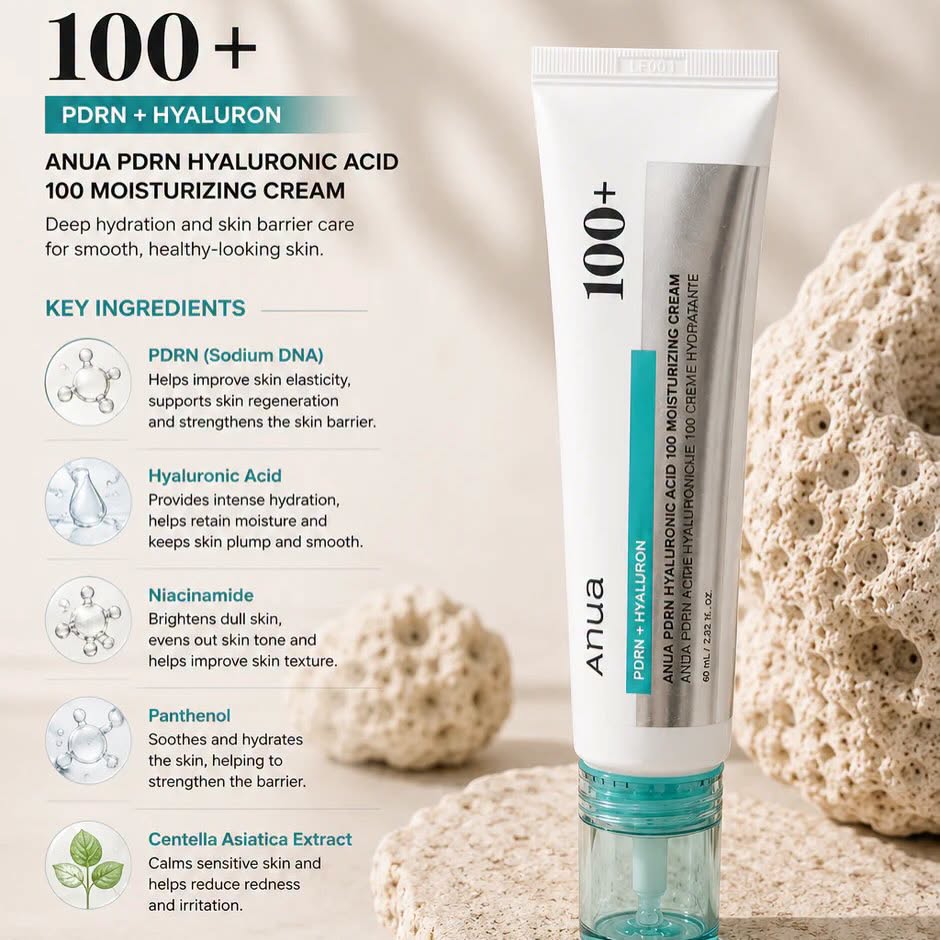 Kem Dưỡng Ẩm Anua PDRN Hyaluronic Acid 100 Moisturizing Cream 60ml