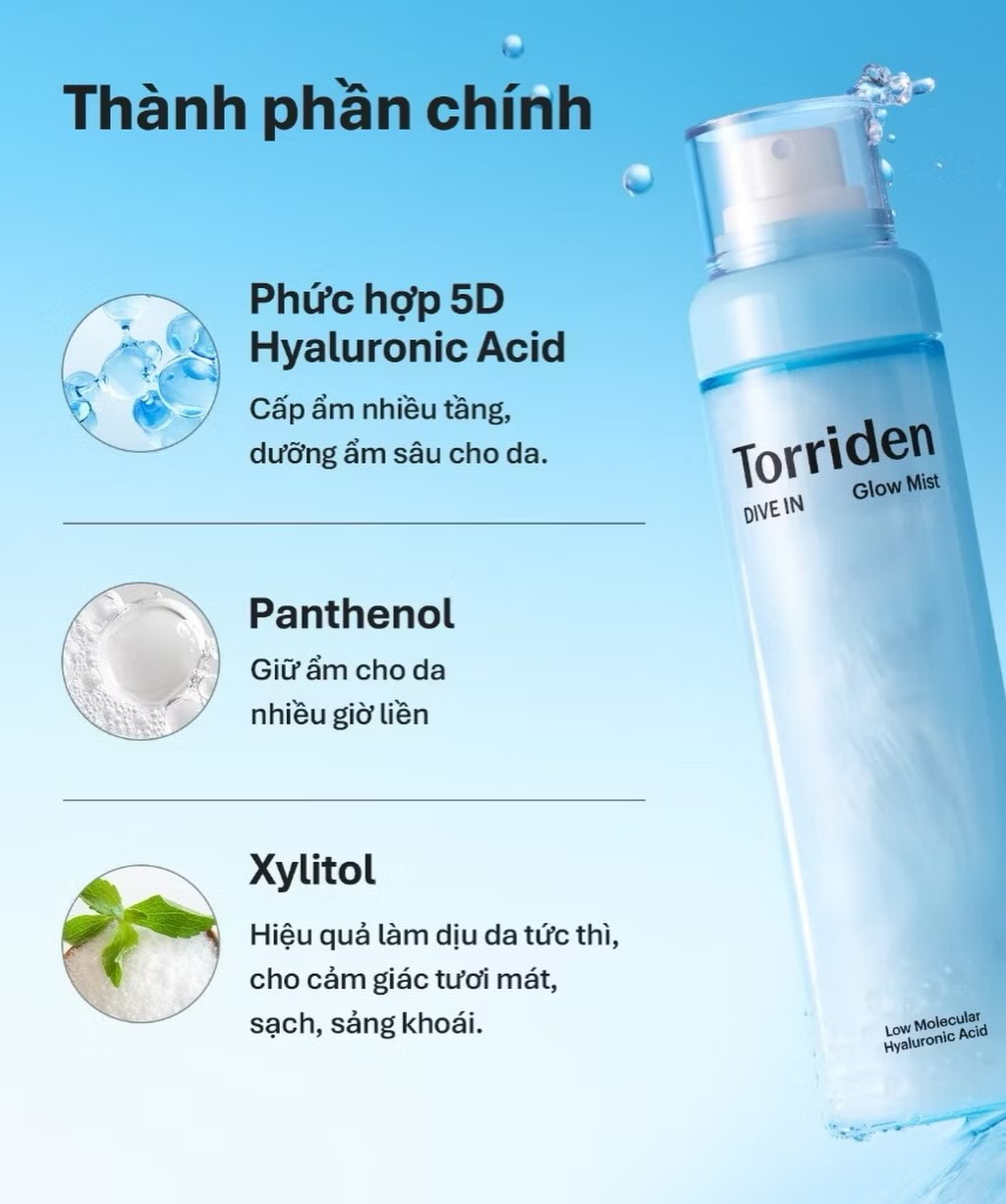 Xịt dưỡng căng bóng Torriden DIVE IN GLOW MIST 120ml