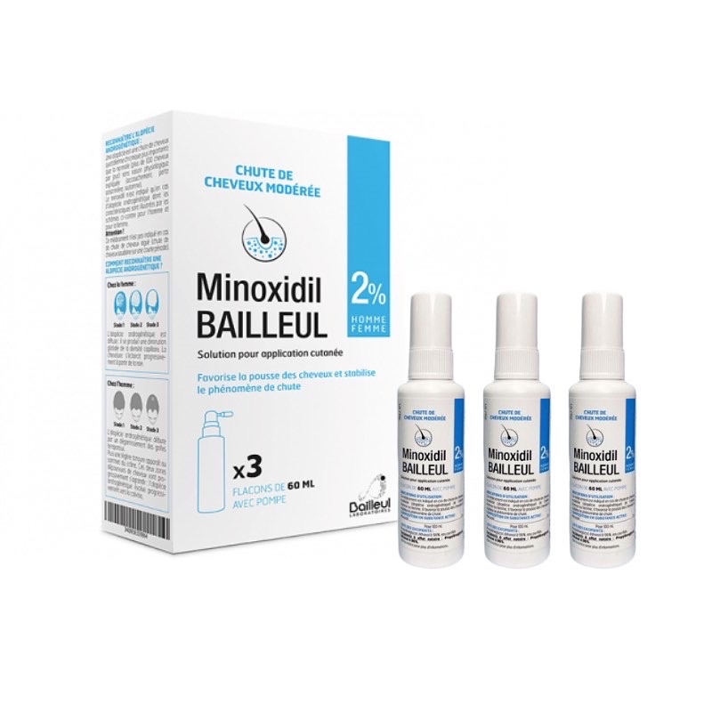 [ tách lẻ 1 chai ] Xịt giảm rụng & kích thích mọc tóc Minoxidil Bailleul 2% ( nội địa Pháp)