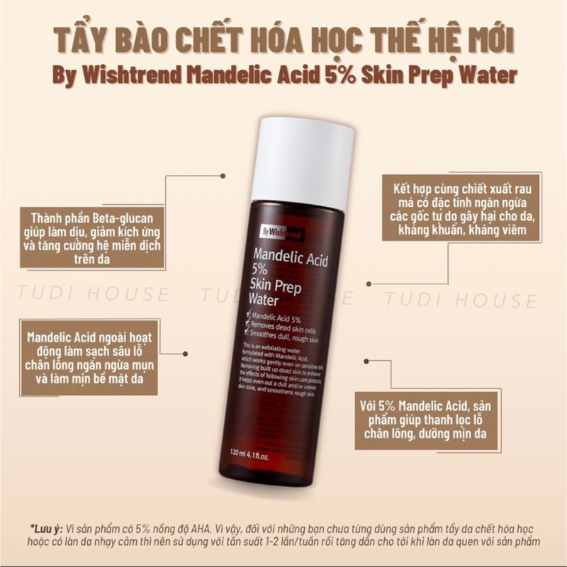 Dung dịch tẩy da chết By Wishtrend Mandelic Acid 5% Skin Prep Water 120ml