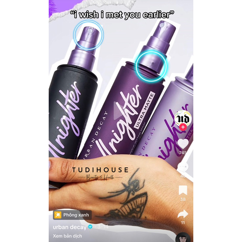 Xịt Khóa Lớp Trang Điểm Urban Decay All Nighter Long Lasting Makeup Setting Spray