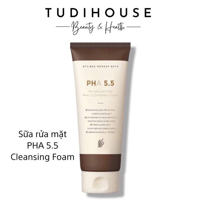 Sữa Rửa Mặt Byvibes Wonder Bath PHA 5.5 PH Balancing PHA Cleansing Foam 130ml