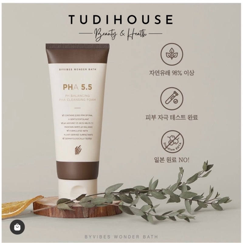 Sữa Rửa Mặt Byvibes Wonder Bath PHA 5.5 PH Balancing PHA Cleansing Foam 130ml