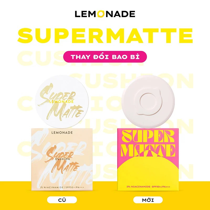 [ mẫu mới ] Phấn nước siêu kiềm dầu Lemonade Supermatte Cushion 15g