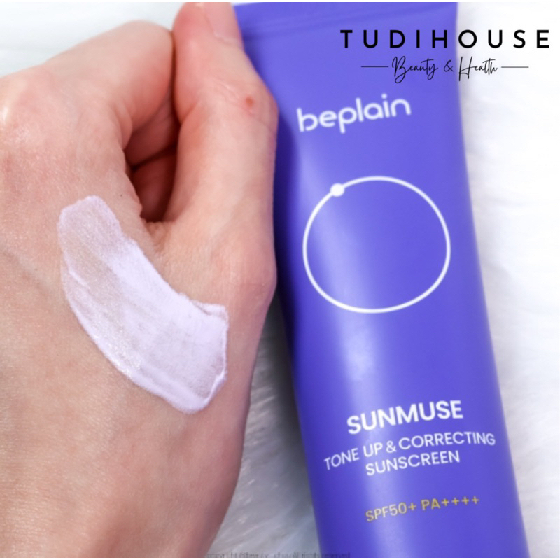 [ tặng mặt nạ ] kem chống nắng Beplain Sun Muse Tone Up & Correcting Sunscreen 50ml (Màu tím)