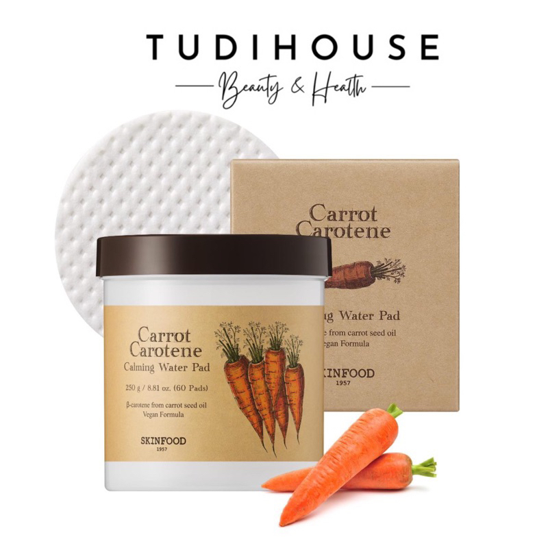 Skinfood Carrot Carotene Calming Water Pad - Toner Pad Làm Dịu, Cấp Ẩm Cho Da Nhạy Cảm 60 Miếng