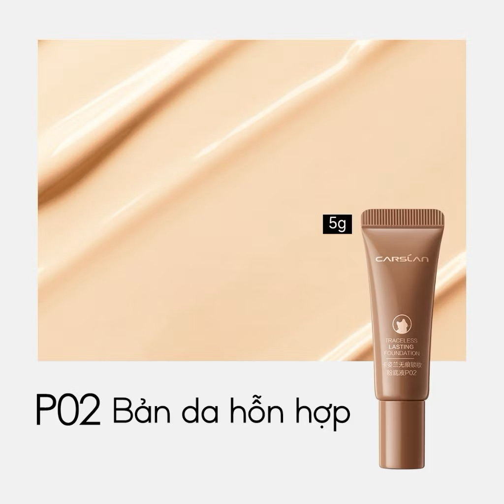 mini 5ml - kem nền Carslan Traceless Lasting Foundation màu P02