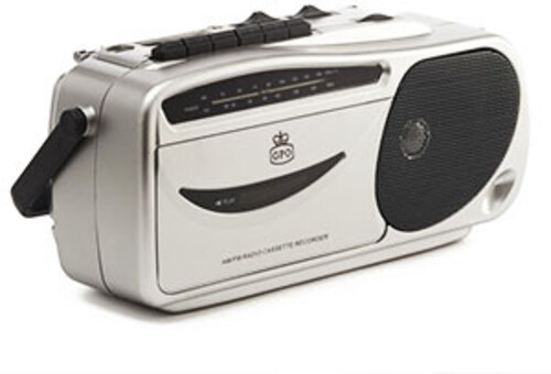GPO Retro GPO9401 9401 Portable AM/FM Radio Cassette Recorder Player - Silver (Large Item, Silver)