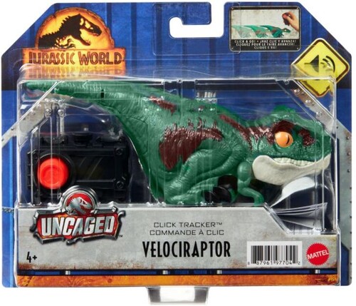 Mattel - Jurassic World Dominion Uncaged Click Tracker Velociraptor, Green (Action Figure)