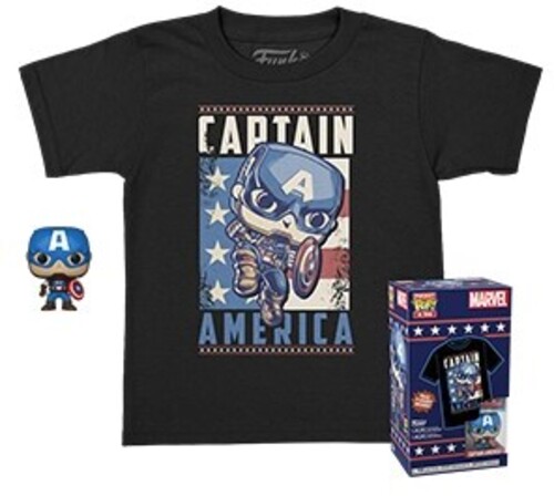ÁO THUN ( TEE )  + FUNKO POCKET POP!  : Marvel- Captain America- L(KD) (Vinyl Figure, Size Large)
