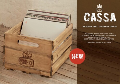 GPO Retro GPOLPC Cassa LP Record Wood Storage Case 100 Cap Tan (Large Item, Wood)