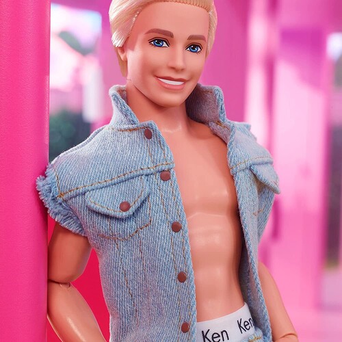 Mattel - Barbie The Movie Ken Doll Wearing All-Denim Matching Set with Ken Underwear (Large Item, Doll)