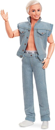 Mattel - Barbie The Movie Ken Doll Wearing All-Denim Matching Set with Ken Underwear (Large Item, Doll)