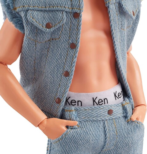 Mattel - Barbie The Movie Ken Doll Wearing All-Denim Matching Set with Ken Underwear (Large Item, Doll)