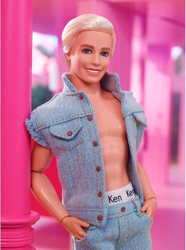 Mattel - Barbie The Movie Ken Doll Wearing All-Denim Matching Set with Ken Underwear (Large Item, Doll)