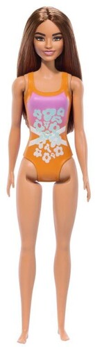 Mattel - Barbie Beach Doll with Orange Swimsuit (Large Item, Doll)