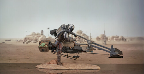 Diamond Select Toys Llc - Sw Mandalorian Premier Coll Din Djarin withSpeeder Bike Statue (Large Item, Statue, Collectible)