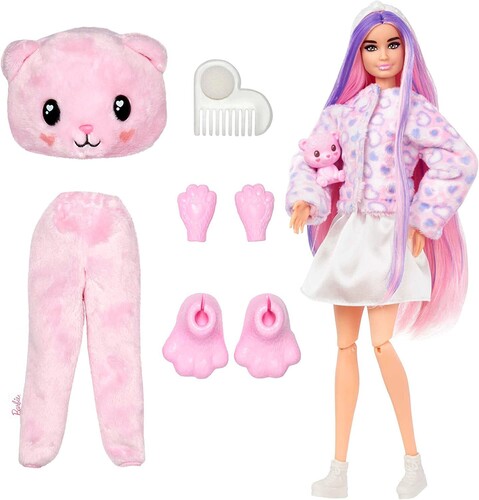 Mattel - Barbie Cutie Reveal - Cozy Cute Tees Barbie with Teddy Bear (Large Item, Doll)