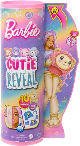 Mattel - Barbie Cutie Reveal - Cozy Cute Tees Barbie with Lion (Large Item, Doll)