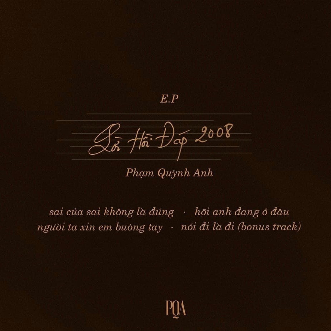 ĐĨA CD PHẠM QUỲNH ANH - LỜI HỒI ĐÁP 2008 (E.P)