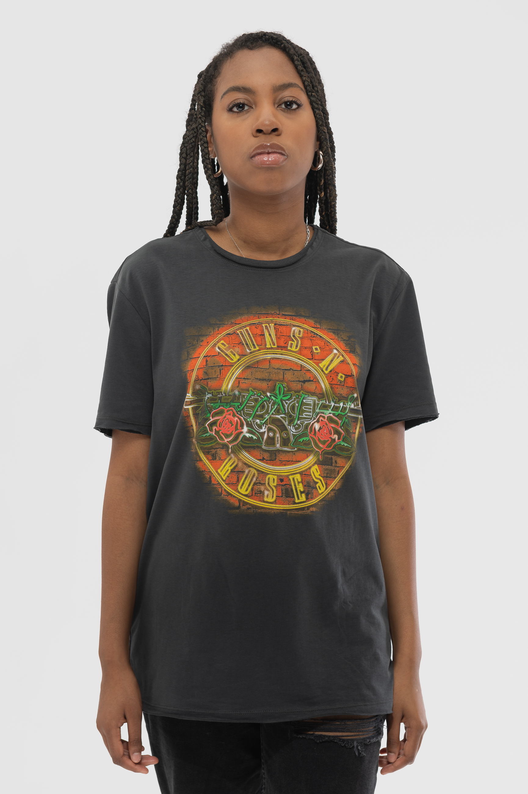 GUNS N ROSES - NEON SIGN AMPLIFIED VINTAGE CHARCOAL MEDIUM T-SHIR