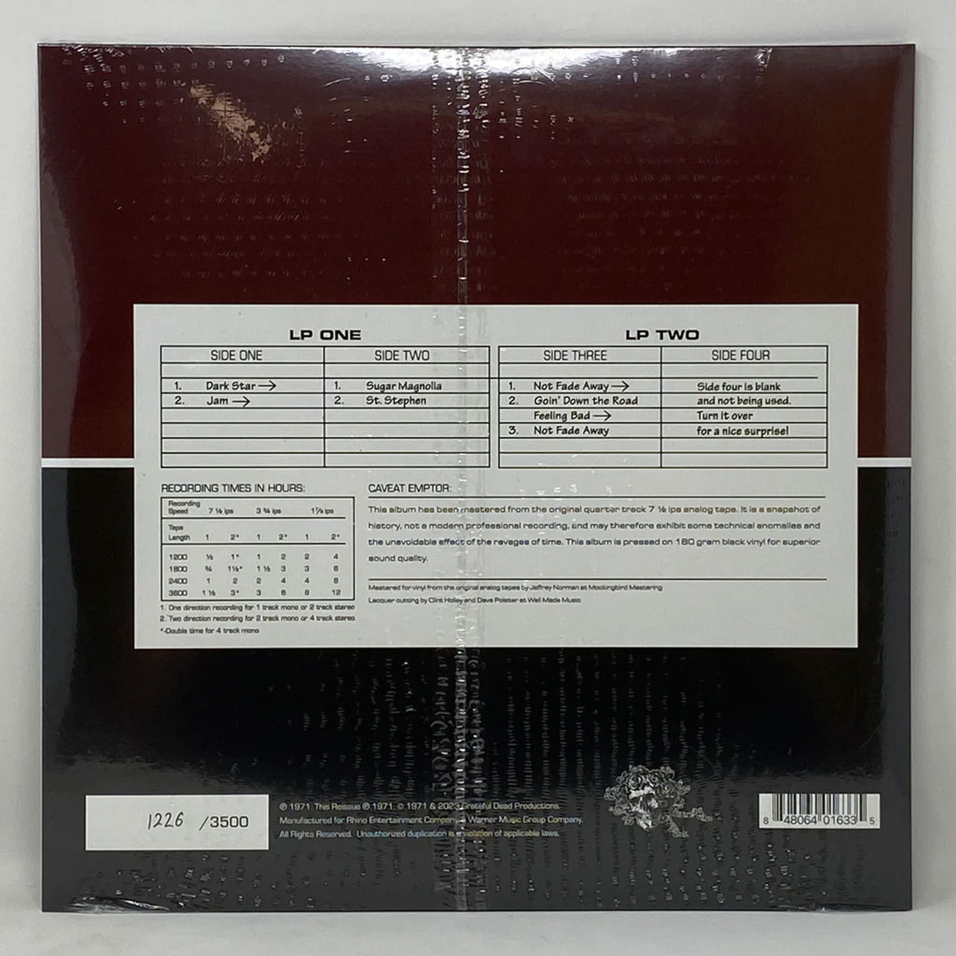Grateful Dead - Dick's Picks Volume Two - Columbus, Ohio 10/31/71 Hand-Numbered Limited Edition 180g 2LP