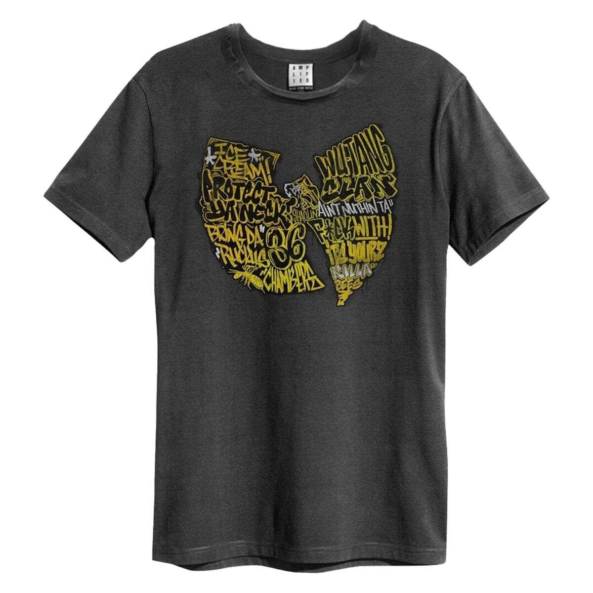 WU TANG CLAN - GRAFFITI LOGO AMPLIFIED LARGE VINTAGE CHARCOAL T S