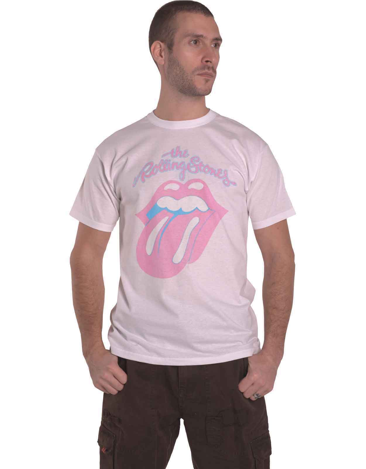 THE ROLLING STONES - WASHED OUT AMPLIFIED VINTAGE WHITE X LARGE T