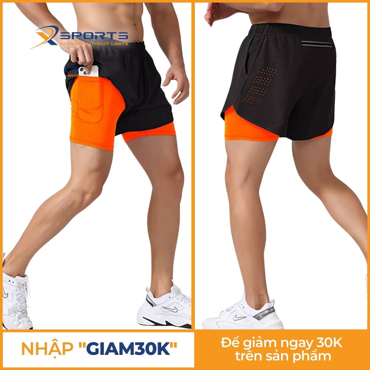 QUẦN CHẠY BỘ HAI LỚP LEGO DÀNH CHO NAM THOÁNG KHÍ MS206