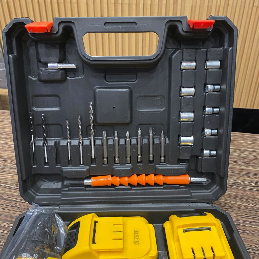 [Instock]  Máy khoan không dây DUNLANDI (Hộp 24 chi tiết + 2 pin + máy)