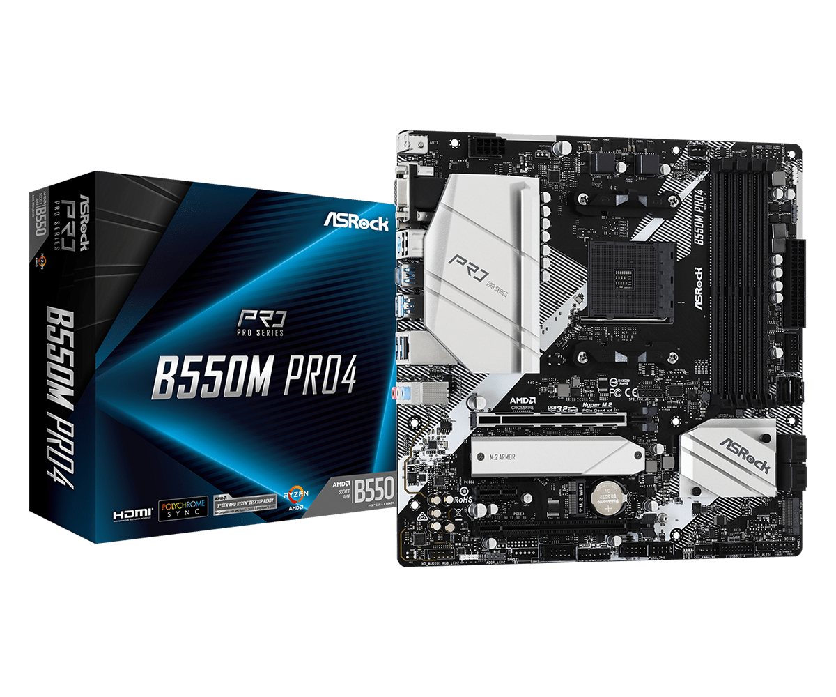 MAINBOARD ASROCK B550M PRO4 (AMD B550, SOCKET AM4, M-ATX, 4 KHE RAM DDR4)