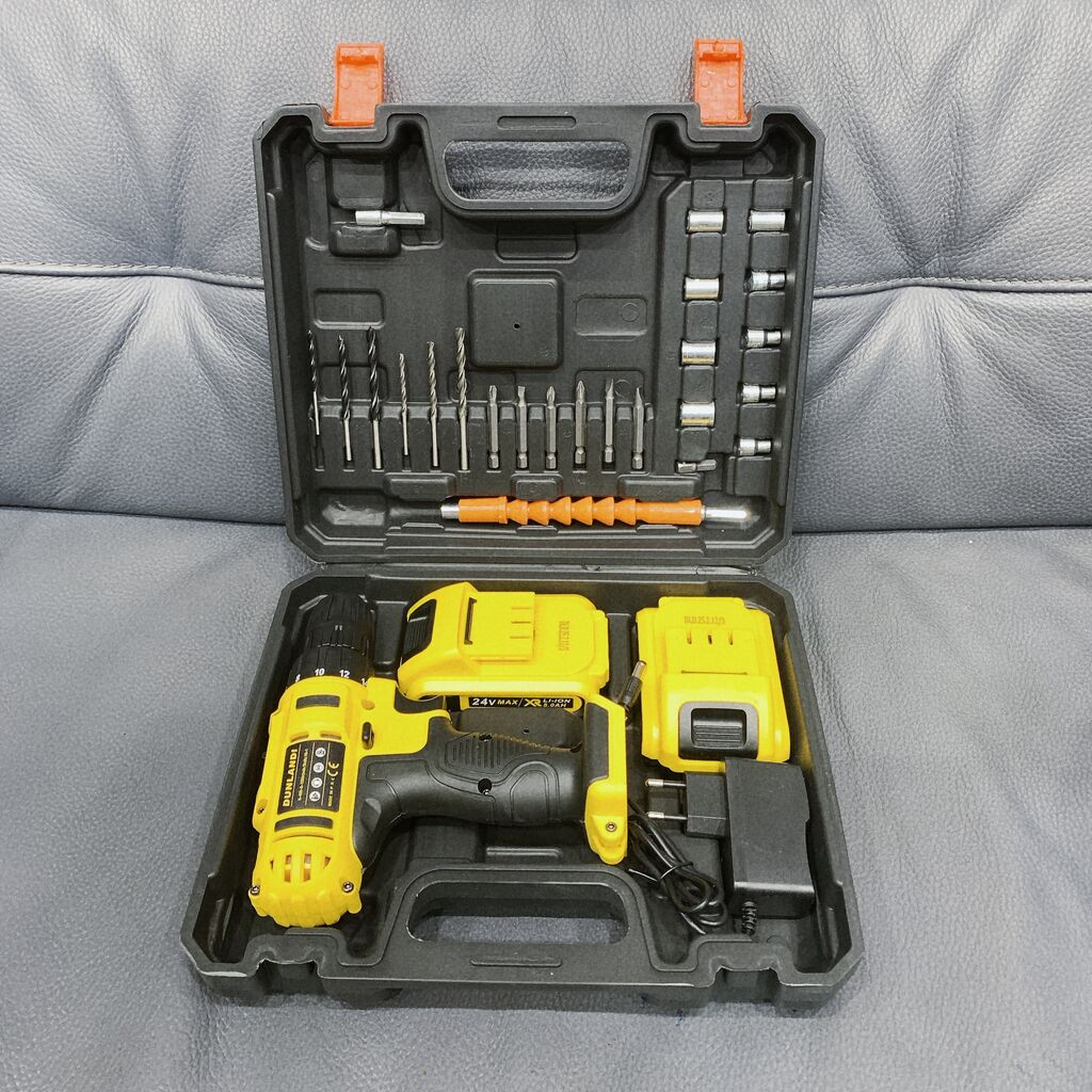 [Instock]  Máy khoan không dây DUNLANDI (Hộp 24 chi tiết + 2 pin + máy)