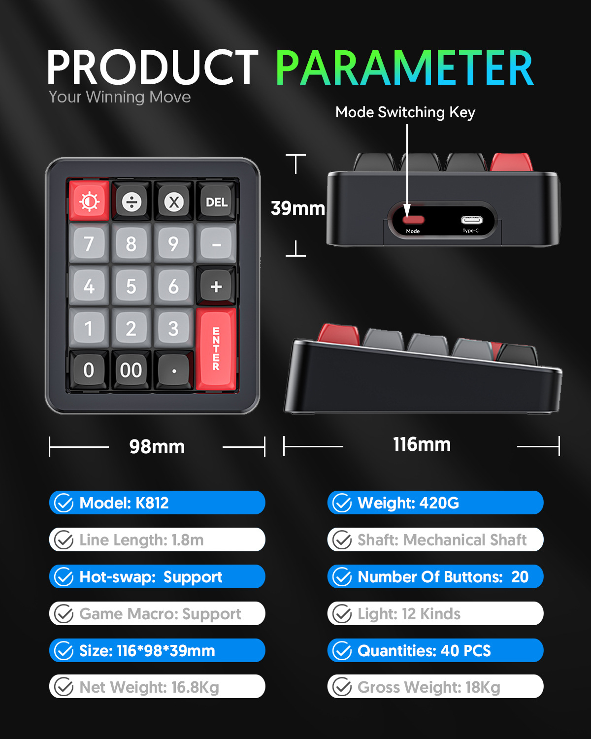 Bàn phím cơ Numpad K812