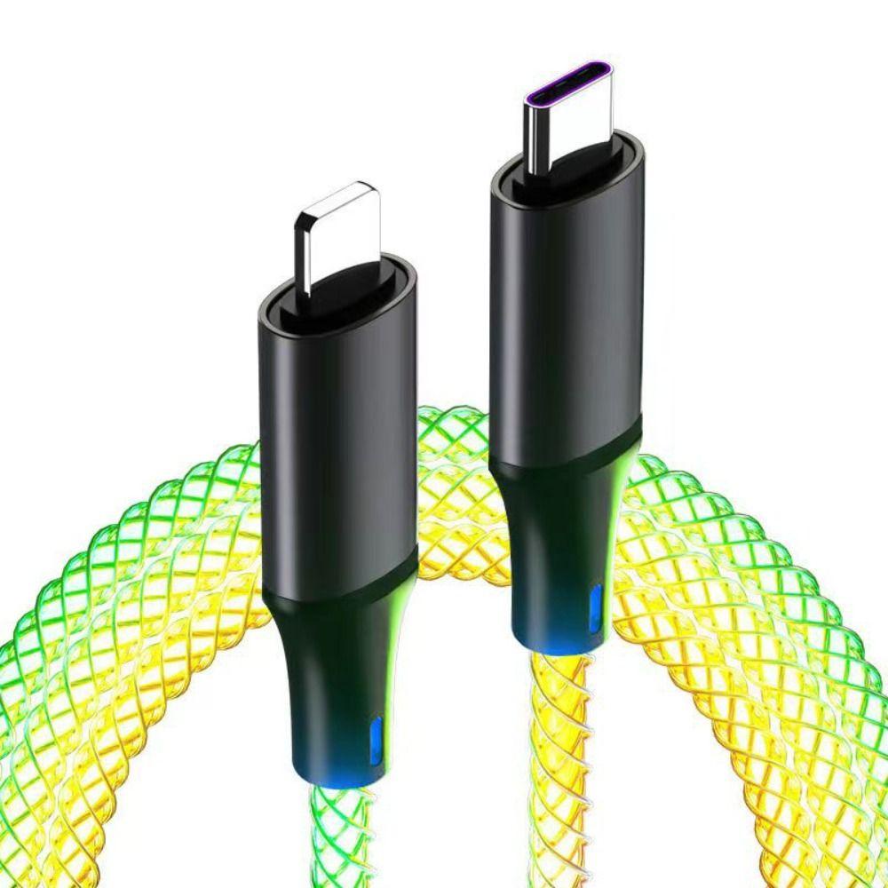 Dây cáp sạc nhanh led RGB type c, lightning 66W