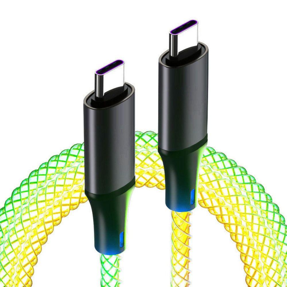 Dây cáp sạc nhanh led RGB type c, lightning 66W