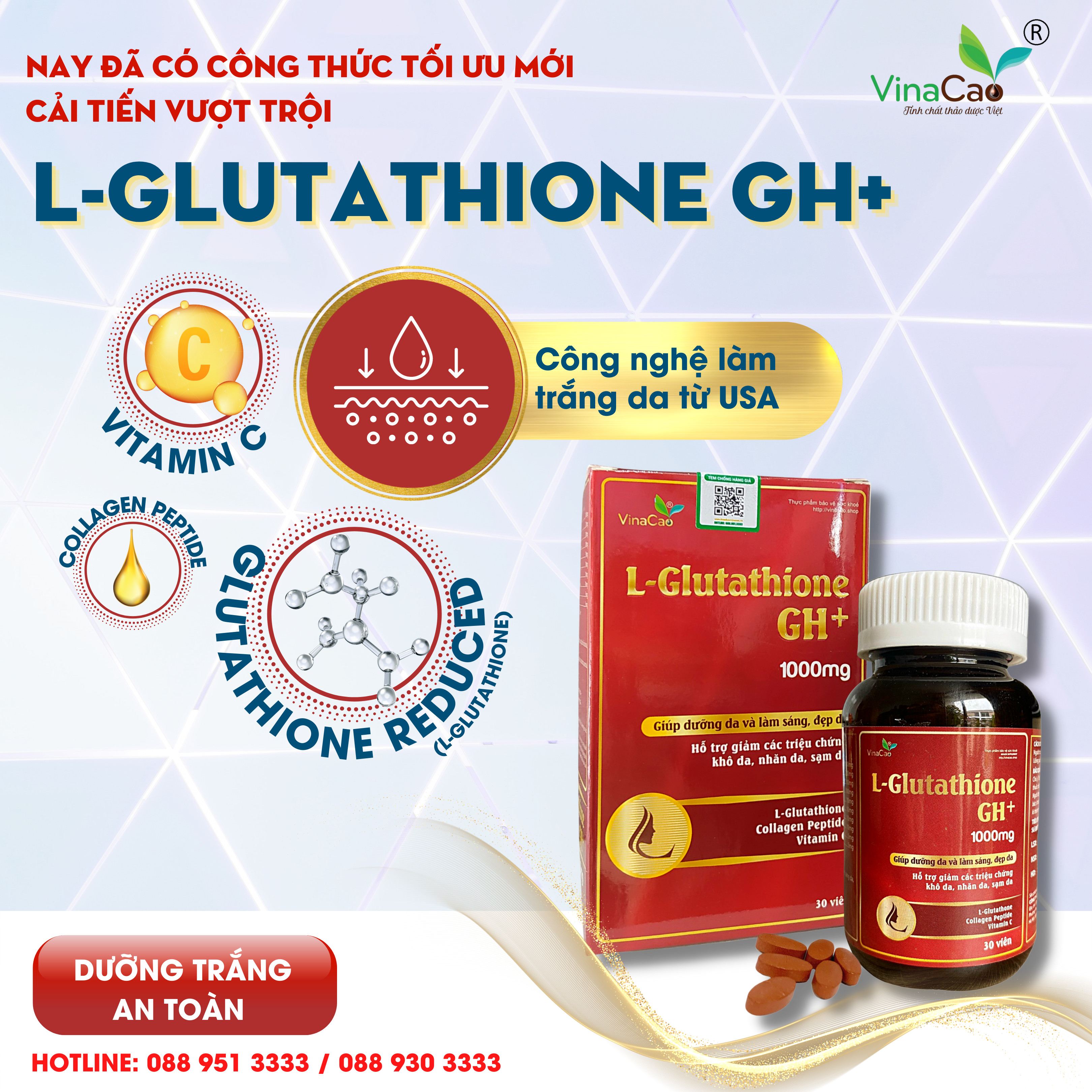 Tất tần tật về viên uống trắng da L- Glutathione GH+ thế hệ mới